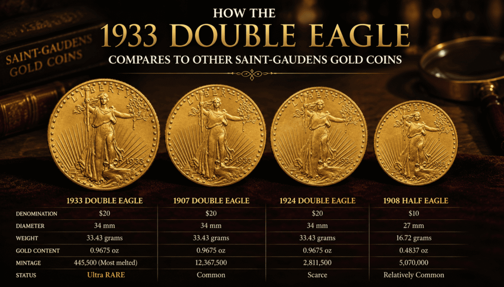 1933 Double Eagle Compares to Other Saint-Gaudens Gold Coins