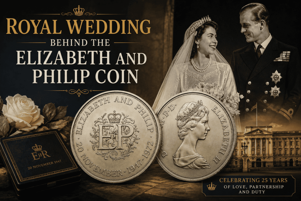 Royal Wedding Behind the Elizabeth and Philip Coin