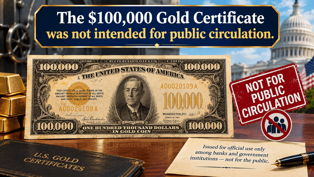 The $100,000 Gold Certificate was not intended for public circulation.